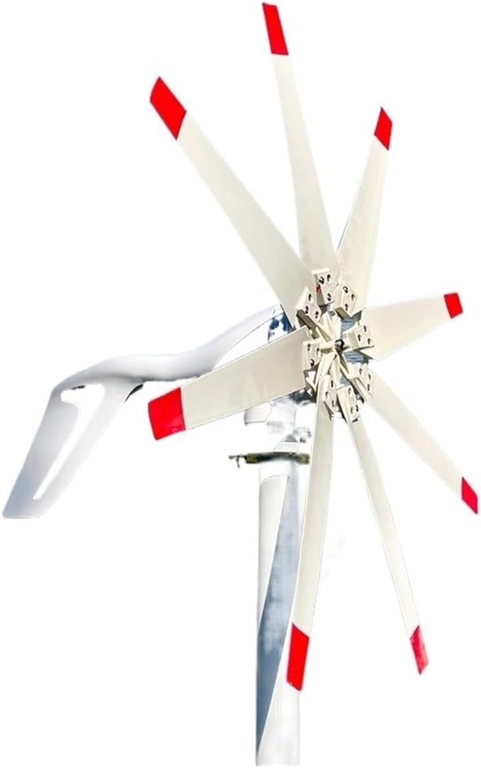Éolienne horizontale 3000 W à pales blanches et rouges