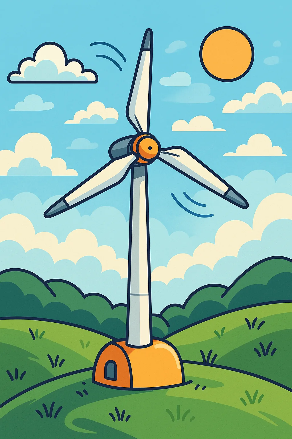 image cartoon d'éolienne